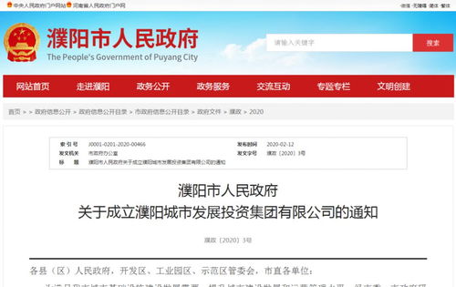 注冊(cè)資本金20億元，濮陽(yáng)城市發(fā)展投資集團(tuán)正式成立